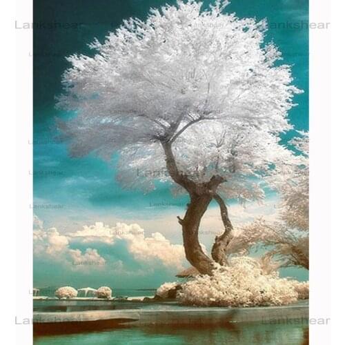 5D Diy Diamond Painting Snow-White Tree Mosaic Embroidery Cross Stitch Kits Picture Hobby Craft Home Wall Decor Gift No Frame