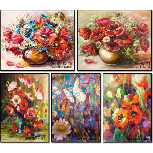 DIY Diamond Painting Full Diamond Mosaic Resin Decorative Oil Painting Cross Stitch Square Diamond Embroidery Flowers Series
