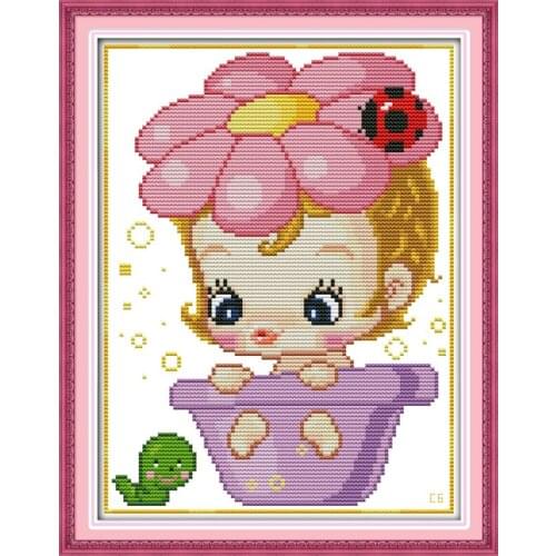 The lovely girl cross stitch kit cartoon 11ct count print canvas stitches embroidery DIY handmade needlework plus