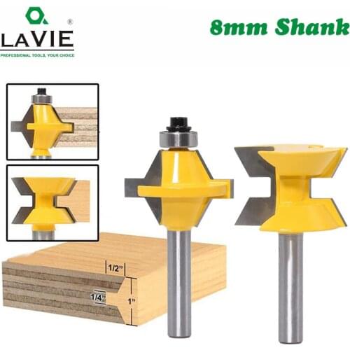 2pcs 8mm Shank 120 Degree Router Bit Set Woodworking Groove Cutters Tungsten Alloy Wood Tenon Milling Cutter Bits Tools