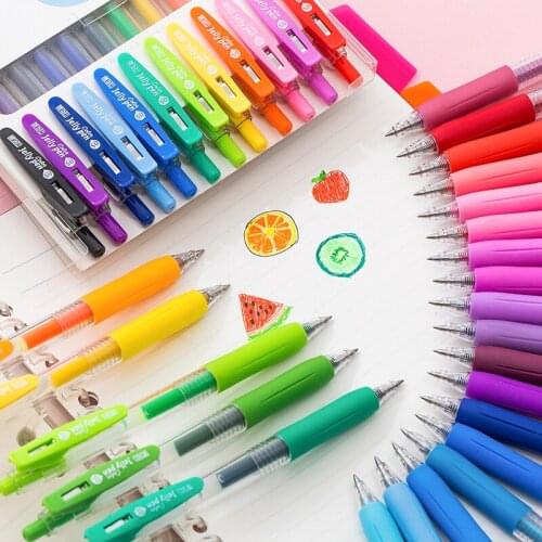 6pcs Juice Color Gel Pens Set Jelly 0.5mm Ballpoint Candy Metallic Rainbow Jelly Pen Art Marker Liner Paint Drawing School F010
