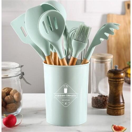 12PCS Silicone Set Heat Resistant Kitchen Non-Stick Cooking Utensils Baking Tools With Storage Box Kitchen Gadget Sets
