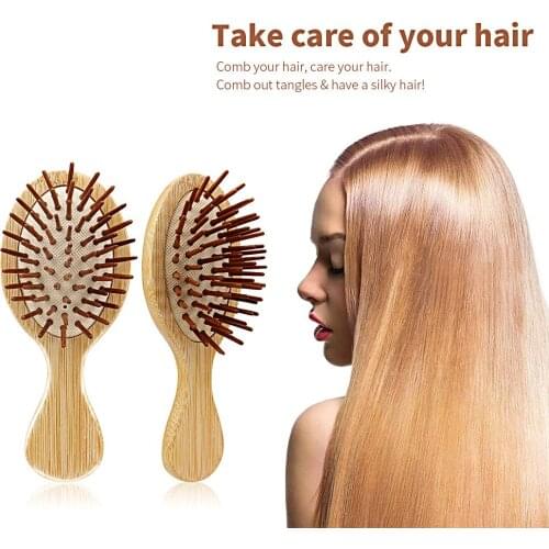 Natural Wooden Hairbrush Massage Comb Anti-static Hair Scalp Paddle Brush Beech Wooden Handle Hair Brush Styling Tools