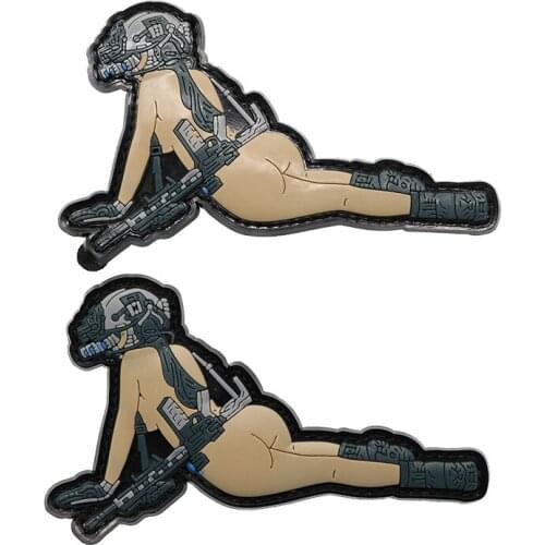 Gun Girl 3D PVC Epoxy Armband Army Military Patch Tactical Badge Cute Girl Army Fan Supplies Clothing Backpack Hat Decoration