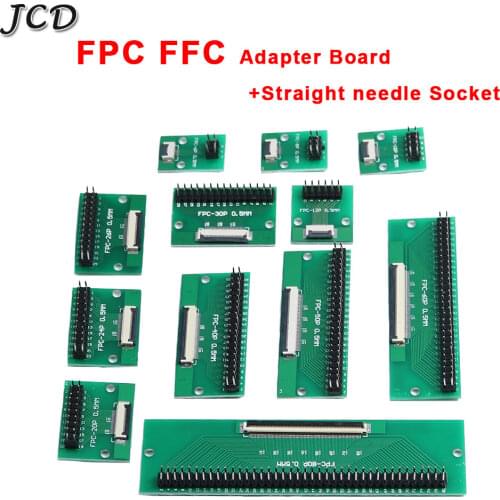 JCD DIY FPC/FFC adapter board 0.5mm Pitch connector Double row straight needle Socket 6 8 10 12 20 24 26 30 40P 50 60 80 Pin