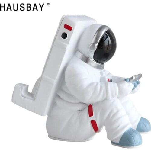Astronaut Sculpture Phone Storage Holder Spaceman Model Phone Base Holder Desktop Decoration Phone iPad Display Stand Gift 04273