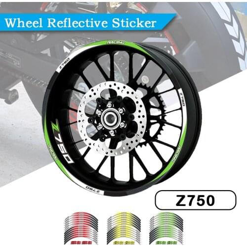 Strips Motorcycle Wheel Tire Stickers Car Reflective Rim Tape Motorbike Bicycle Auto Decals FOR KAWASAKI Z750 Z 750