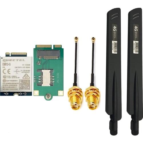 Quectel EM12-G LTE Cat12 M.2 module with M.2 to MINI PCIE adpter 4G 38dbi antenna IPEX4 to SMA female pigtial