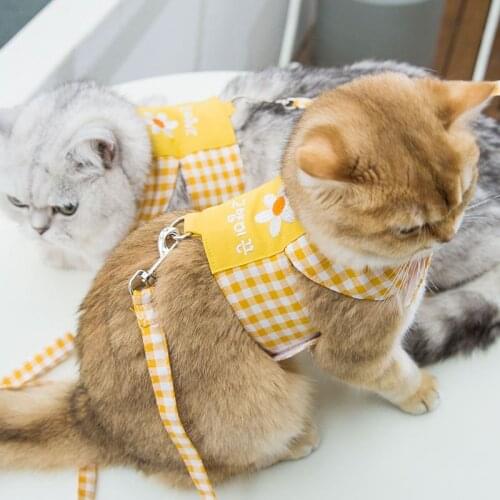 Cat Adjustable Harness Vest Walking Lead Leash For Puppy Dogs Collar Polyester Mesh Harness For Small Medium Dog Cat Pet
