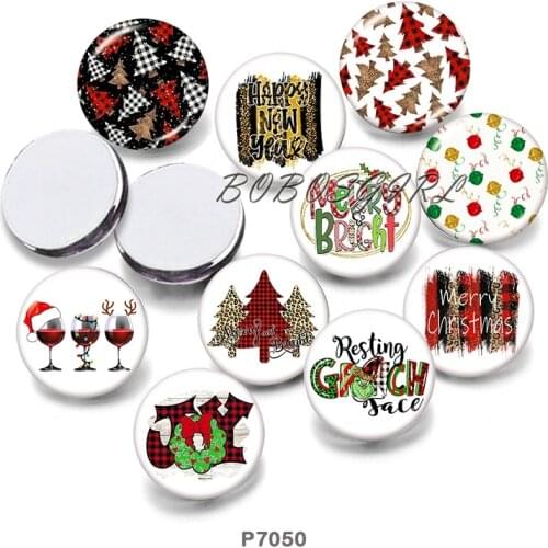 Christmas 12mm18mm 20mm Snap button jewelry DIY Bracelet Round photo glass cabochons P7050