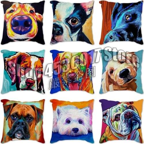 Cartoon Pug Bulldog Sofa Decorative Cushion Cover Pillow Pillowcase Polyester 45*45cm Throw Pillow Home Decor Pillowcover