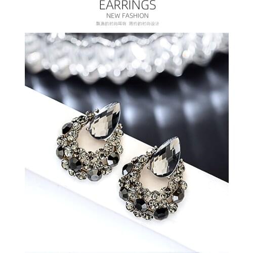 Vintage Simple Design Cheap Earring For Women Fashion Jewelry Bohemian Statement Gray Crystal Waterdrop Stud Earrings Brincos