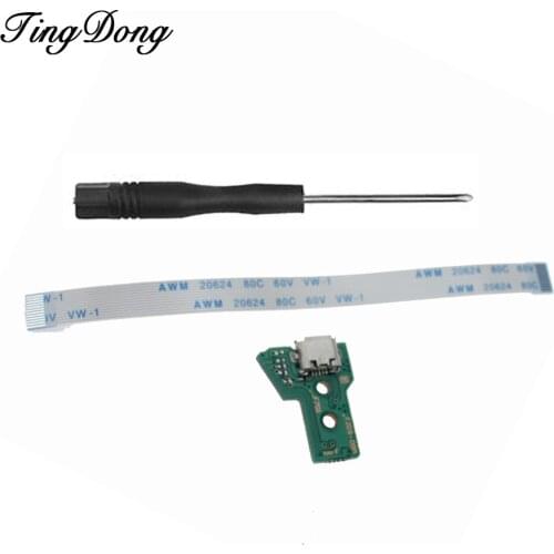 TingDong JDS-055 USB Charging Port Socket Board 12 pin flex ribbon cable with PCB Board micro USB For PS4 Controller DualShock 4