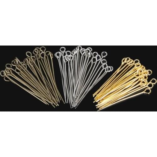 380pcs Gold Rhodium Eye Head Pins 30 mm Eye Pins Findings For Diy Jewelry Making Jewelry Accessories Supplies