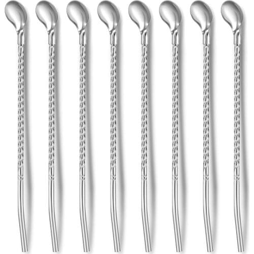 304 Stainless Steel Straw Titanium Plated Stainless Steel Color Straw Spoon Creative Milk Tea Drink Straw