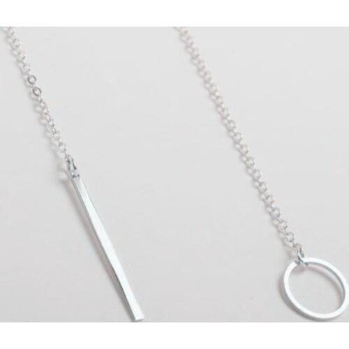Modern Newest Creative Trendy Metal Chain Bar Circle Lariat Necklace Supplies