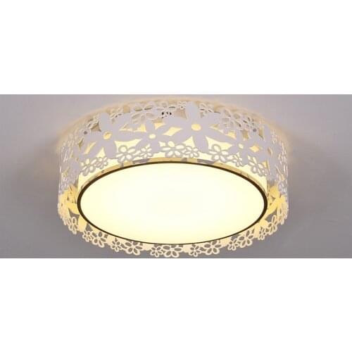 Modern LED Nest Living Room Ceiling Light Romantic White Flower Hollow Out Bedroom Ceiling Lamp Study Room Round Plate Lights