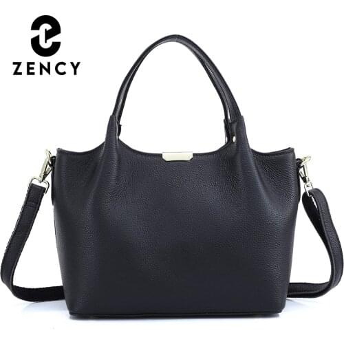 Zency Soft Natural Leather Handbag 2021 Classic Elagant Lady Top-handle Bag Leisure Commute Shoulder Bag For Women High Quality