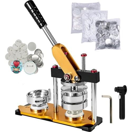 Hot sales 44mm,Button Badge Maker Machine 1.75 inch,Rotate Punch Press Pin Maker with 100 Pcs Button Parts and Circle Cutter