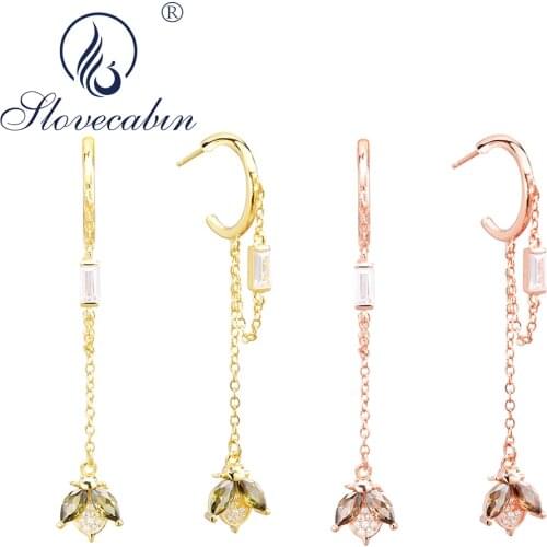 Slovecabin Pure 925 Sterling Silver Honey Bee Dangle Drop Earrings With Clear CZ For Women Fine Silver 925 Jewelry Making