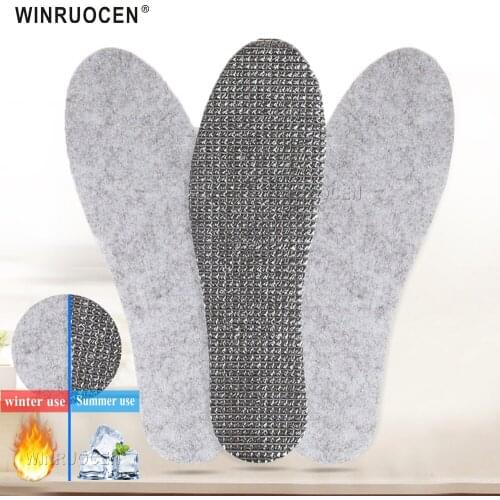 Felt Aluminum Foil Insoles for Winter Warm Summer Cool Waterproof Wool Shoe Pads Comfortable Deodorant Insert warm Insert Sole