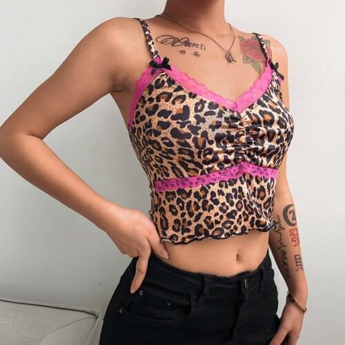 Y2k Ruched Patchwork Leopard Print Womens clothing 2020 Sleeveless Cami Bustier Corset Summer Tops Female Vintage Tee