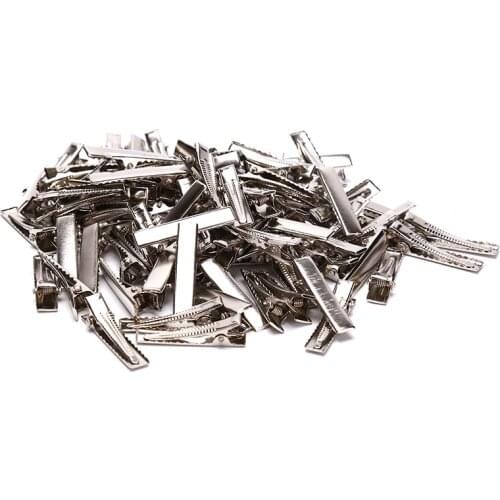 100pcs Women Fashion Black Hairclips Single Prong Alligator Hairpin Blank Setting Hair Clips