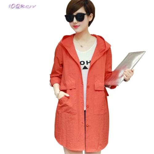 2018 summer Sun protection women coat plus size 6XL elegant female trench coat women thin Casual big size long coat IOQRCJV T304
