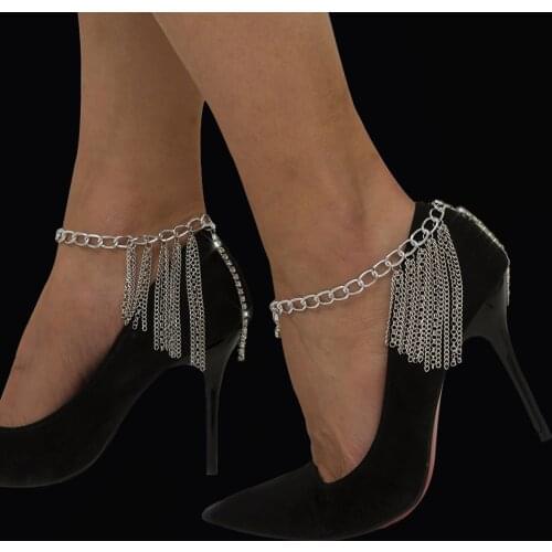 KunJoe 1 Piece New Fashion Multilayer Chain High Heel Shoe Simple Foot Ankle Beach Foot Jewelry Hot For Women Girls Anklet Gift