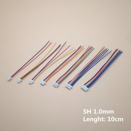 10Pcs SH 1.0 Wire Cable Connector DIY SH1.0 JST 2/3/4/5/6/7/8/9/10 Pin Electronic Line Single Connect Terminal Plug 28AWG 10cm