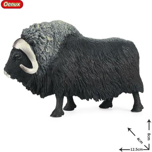 12.5*4*8CM Children Solid Simulation Animal Model Ranch Cow Musk OX Arctic Musk Toy Ornaments