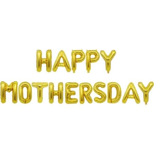 15Pcs/Set Happy Mothers Day Party Family Decoration 16 Inch Gold Letter Balloons Foil Ball Party Supplies
