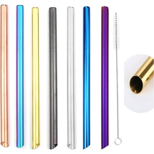 5/10pcs 12mm Reusable Pointed-End Drinking Straw Stainless Steel Drink Pearl Milkshake Fat Bubble Tea Straws Cocktail Party
