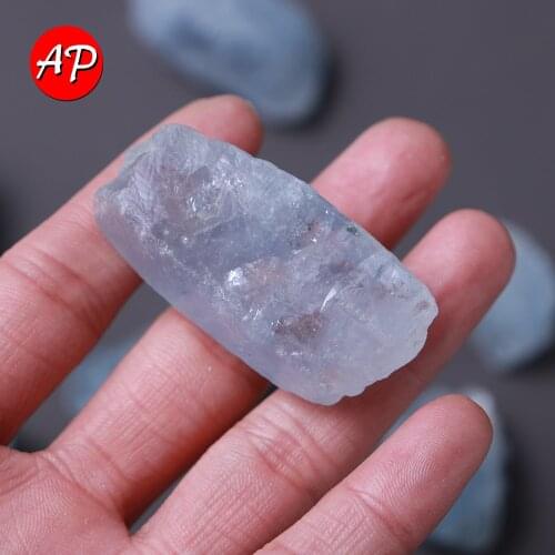 50g/bag Natural Blue Transparent Crystal Stone Blue Celestite Tumbled Aura Quartz Mineral Specimens Collection
