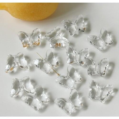 Newest 100pcs/lot Transparent cartoon butterfly shape Straight hole resin beads diy jewelry earring/garment accessory