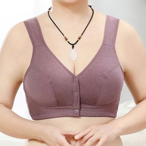 Comfortable Soft Cotton Front-Close Bralette Women Push Up Bra Big Size Bra Large Size Middle Age Women Everyday Wear