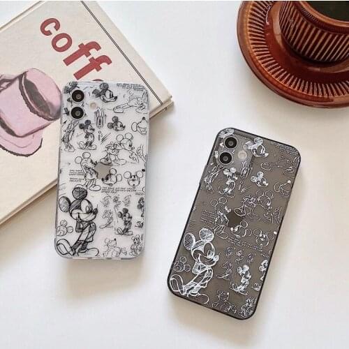 Disney Mickey Mouse Sketch Phone Case for iPhone 11/12 ProMax/xs/7/8Plus/12mini Mickey Phone Case