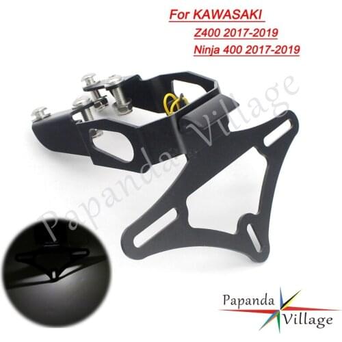 For Kawasaki Ninja 400 Z400 2017-19 CNC License Plate Holder LED Light Bracket Motorcycle Tail Tidy Fender Eliminator Kit