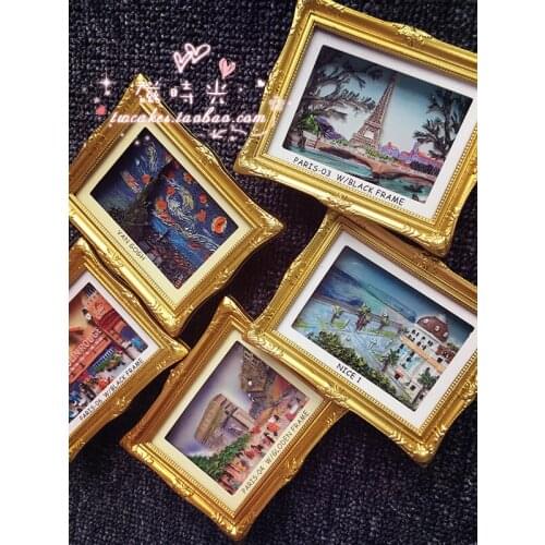 Export foreign trade European style oil painting famous painting world landscape picture frame refrigerator magnet magnet
