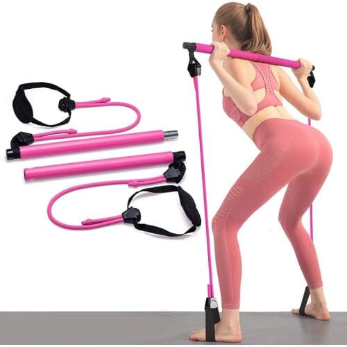 Yoga Resistance Bands Pilates Stick Bodybuilding Gym Tube Elastic Bands Fitness Tool Training Exercise Supplies Indoor Sports