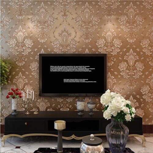 Beibehang Papel de parede European wallpaper non-woven bedroom wallpaper 3d luxury Damascus living room TV background wall paper