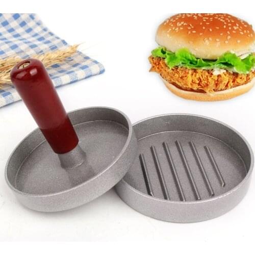 Hamburger Maker Aluminum Alloy Round DIY Mold Kitchen Burger Meat Press Hamburger With Plastic Handle Manual Non-stick Coating