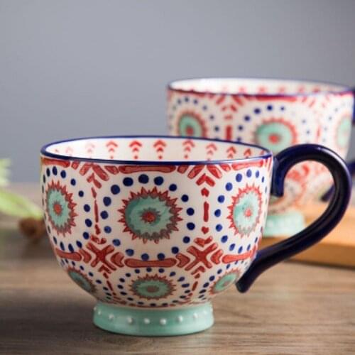 Ceramic Cup Hand Painted Coffee Cup Creative Cafe Bar Breakfast Cup Large Capacity Mug