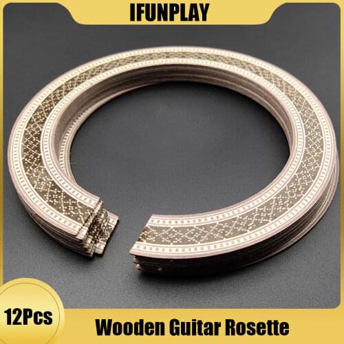 12pcs Classic Guitar Bass Wood Soundhole Rosette Inlay Guitar Body Project Parts