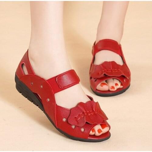 Summer Women Shoes Woman Leather Flat Sandals Casual Open Toe Sandals Women Sandals