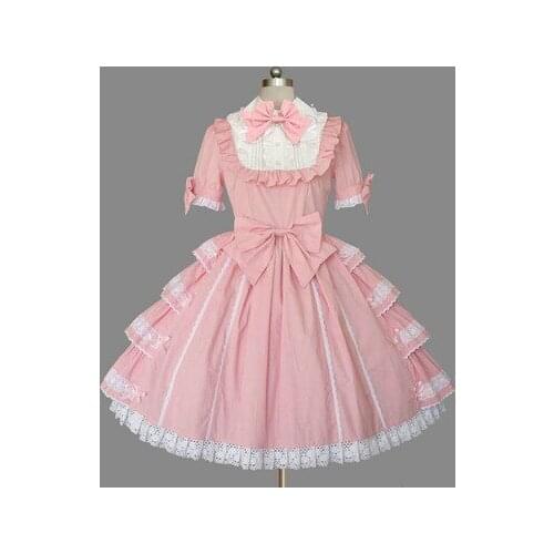 LLT044) Lolita Dresses Short Sleeve Sweet Lolita Short Dress Ball Gown Fancy Prom Dress Halloween Party Masquerade Costume