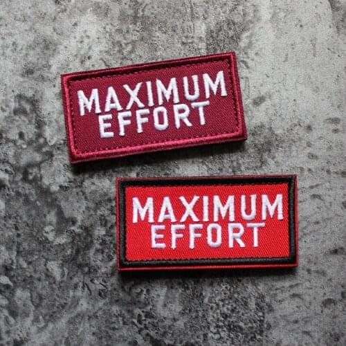 Maximum Effort Embroidery Patches Red Motivational Tactical Badges Wish You Success Good Luck Applique For Jacket Bag Clothes