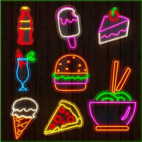 Neon Sign LED Light USB 5V Creative Logo Lamp Pub Store Club Game Room Wall Home Food Restaurant Hamburger Faceplate