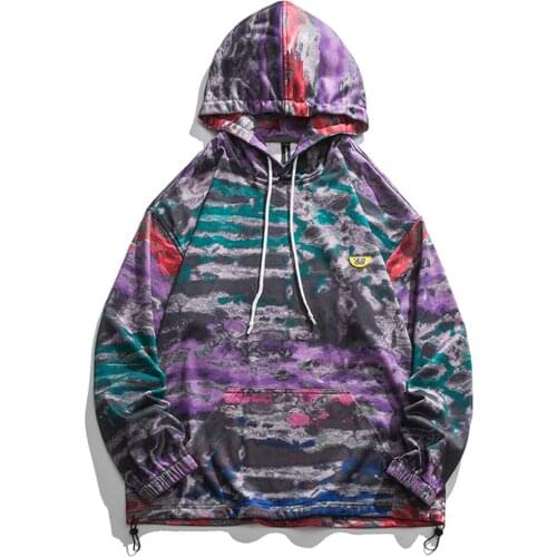 Latest New Autumn Tie Dyed Hoodies Drawstring Hooded Clothes Hipster Casual Hip Hop Streetwear