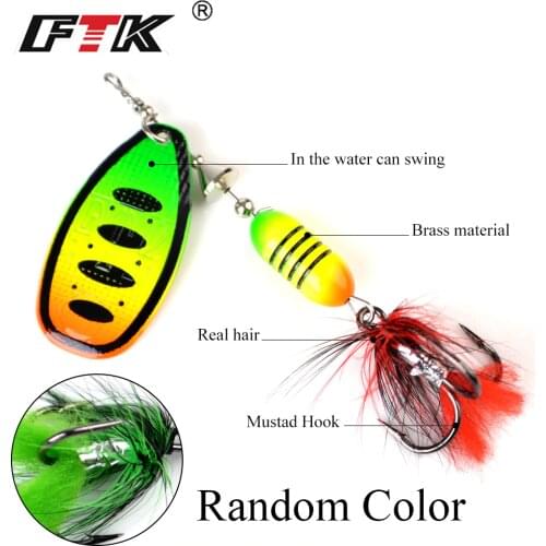 FTK Fishing Lures Spinner Bait Spoon Lure 1pcs 17.5g With Feather Treble Hooks Arttificial Bait Metal Wobblers Pike Tackle